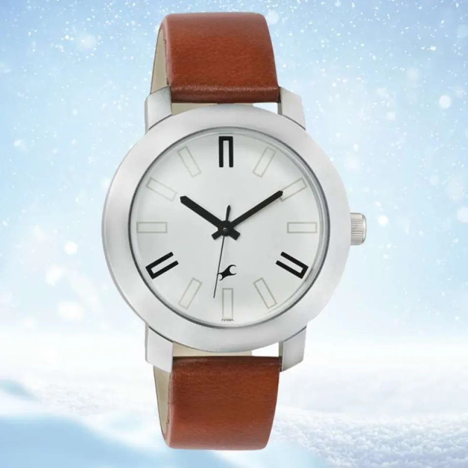 Fastrack 3120SL01 Quartz Analog White Dial Leather Strap Watch